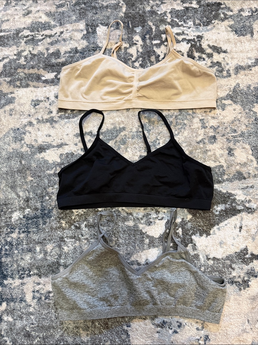 Cat & Jack 3-Pack Wireless Bralettes in Black, Nude, and Heather Gray